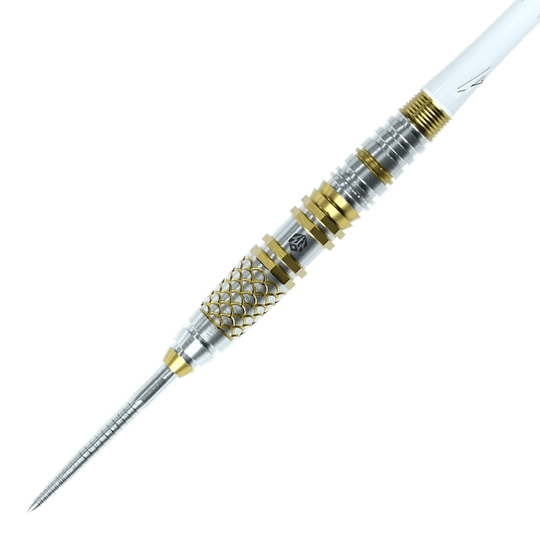 Zu sehen sind die Caliburn Players Darts Lee Soon An Gold Spear Steeldarts mit 23 Gramm. Sie bestechen durch ihr goldfarbenes Design und ihre hochwertige Verarbeitung.