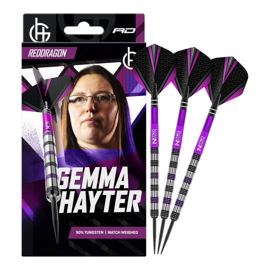Rzutki stalowe Red Dragon Gemma Hayter - 22g Dieses Bild zeigt die Red Dragon Gemma Hayter Steeldarts - 22g in ihrer vollen Länge. Die Darts sind speziell für Präzision und Kontrolle entwickelt.