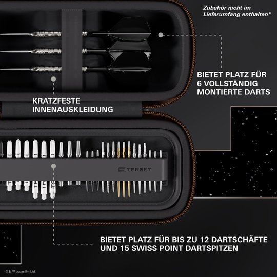 Etui na strzałki Boa Target Star Wars - Mandalorian Dieses Bild zeigt das Target Star Wars Boa Dartcase - Mandalorian. Das Dartcase hat ein Motiv vom Mandalorianer aus Star Wars.