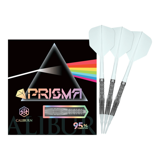Miękkie lotki Caliburn Prisma P1 - 19g Das Bild zeigt den vollständigen Caliburn Prisma P1 Softdart mit 19g. Dieses Produkt eignet sich ideal für Softdartspieler.