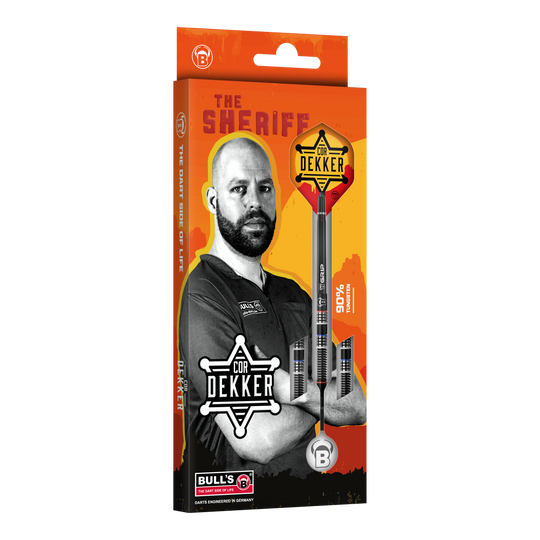 Bulls Cor Dekker The Sheriff Soft Darts - 20g Auf dem Foto sind die Bulls Cor Dekker The Sheriff Softdarts - 20g zu sehen. Die Softdarts sind aus einer anderen Perspektive abgebildet.