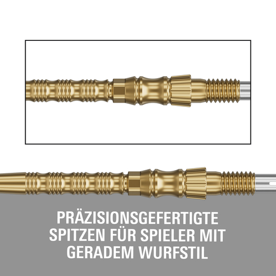 Stalowe groty do lotek Target Signature Swiss Point TRB - złote Gezeigt werden Target Signature Swiss Point TRB Steeldartspitzen - Gold. Diese Dartspitzen haben eine goldene Farbe und sind für Steeldarts gedacht.