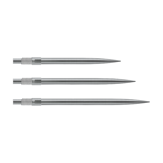 Końcówki do lotek Harrows Quick Point – srebrne Das Bild zeigt silberne Harrows Quick Point Dartspitzen. Sie sind für Dartspieler zum einfachen Wechsel der Spitzen gedacht.