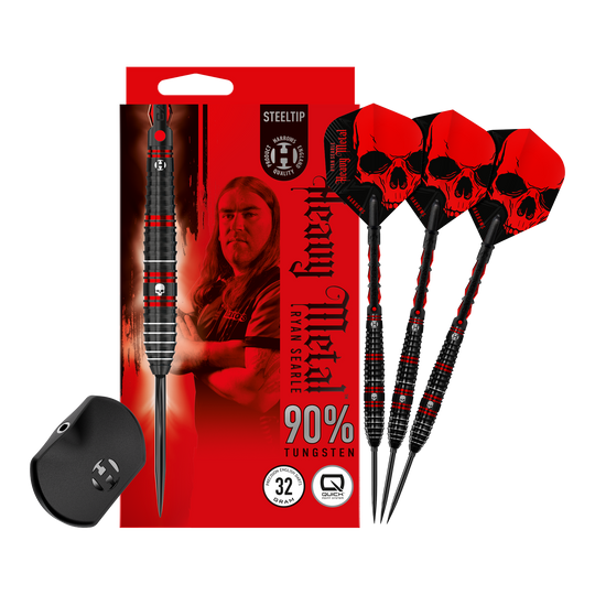 Abgebildet ist ein Harrows Ryan Searle 90% Steeldarts Quick Point Steeldart. Es handelt sich um einen hochwertigen Steeldart.
