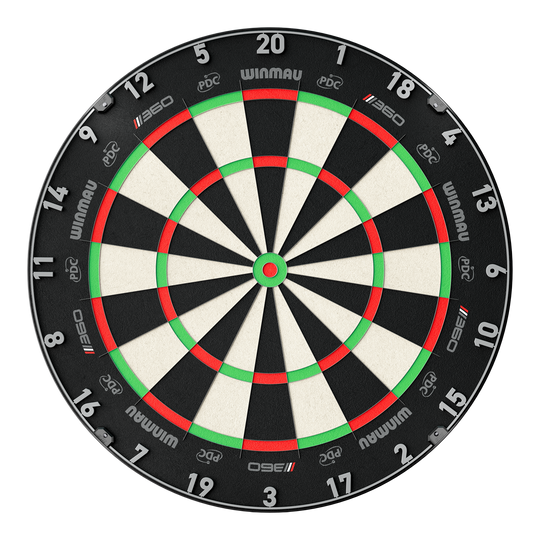 Tarcza do darta Winmau Blade 6 Triple Core 360 ze stali Das Bild zeigt das Winmau Blade 360 Steeldartboard. Es handelt sich um ein modernes Steeldartboard für Dartspieler.
