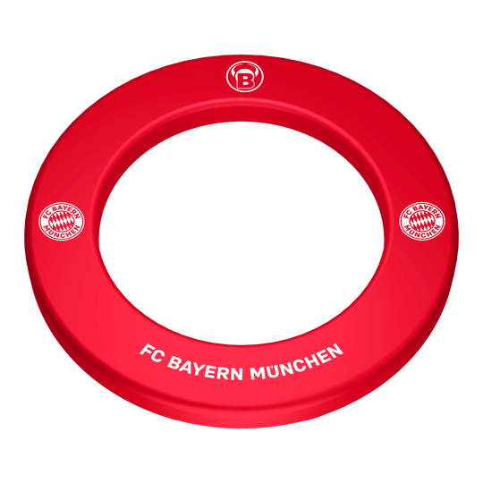 Wysokiej jakości tarcza do darta Bulls FC Bayern Monachium Das Bild zeigt das Bulls FC Bayern München Premium Dartboard Surround. Es handelt sich um eine hochwertige Umrandung für ein Dartboard im Design des FC Bayern München.