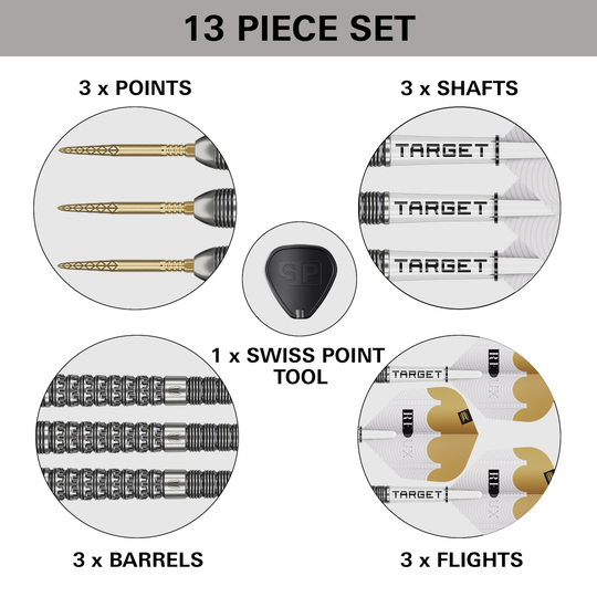 Das Bild zeigt die Target Redux 03 Swiss Point Steeldarts. Diese Steeldarts bieten eine hohe Präzision beim Werfen.