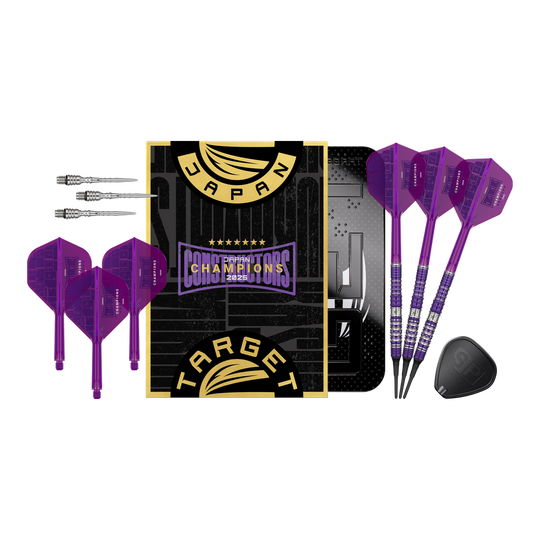 Lotki Target Japan Sirius GEN4 Constructors Champions Limited – 21 g Target Japan Sirius GEN4 Constructors Champions Limited Darts, 21g Version. Das Produktfoto zeigt das gesamte Dart-Set.