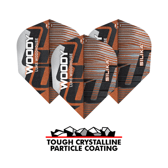 Harrows Silica Luke Woodhouse Seria 3 nr 6 Loty Harrows Silika Luke Woodhouse Series 3 No6 Flights ist auf diesem Bild zu sehen. Es handelt sich um einen Flight für Dartpfeile.