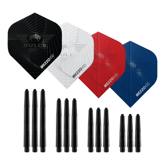 Zestaw stalowych rzutek Bulls NL - 4 zestawy mosiężnych rzutek Steeldarts Hier sind die Bulls NL Bundle Of Steel - 4 Sets Brass Steeldarts zu sehen. Das Produkt besteht aus vier Sets Steeldarts aus Messing.