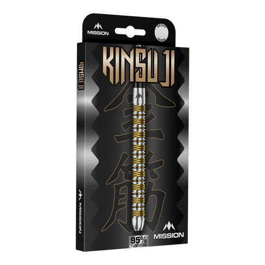 Misja Kinsuji Steeldarts Abgebildet sind die Mission Kinsuji Steeldarts. Der Dartpfeil ist aus nächster Nähe zu sehen.