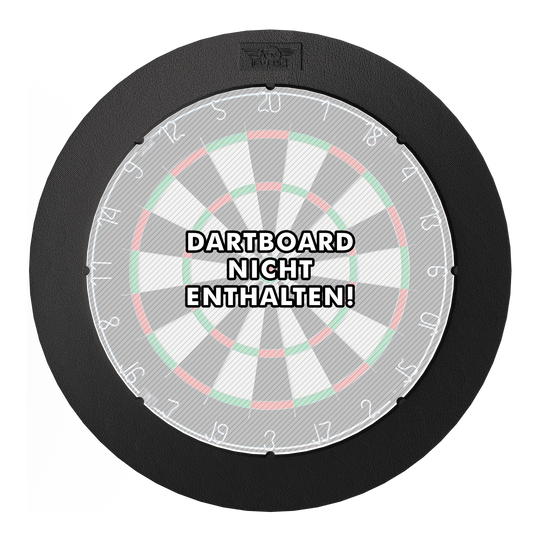 System oświetlenia przestrzennego Bulls NL Lumo Light Das Bild zeigt das 'Bulls NL Lumo Light Surround Beleuchtungssystem' rund um eine Dartscheibe. In der Mitte steht der Hinweis: "Dartboard nicht enthalten!"