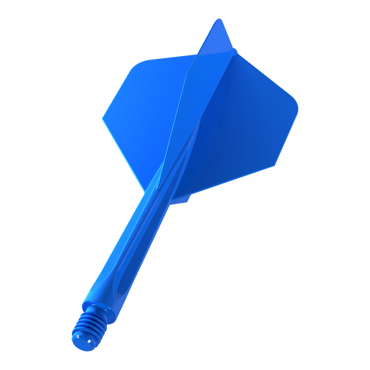 Unicorn Forge All In One Plus No2 Standard Flights Niebieski - Średni Auf dem Bild ist ein blauer Dartflügel mit integriertem Schaft zu sehen. Es handelt sich um das Produkt „Unicorn Forge All In One Plus No2 Standard Flights Blau - Medium“.