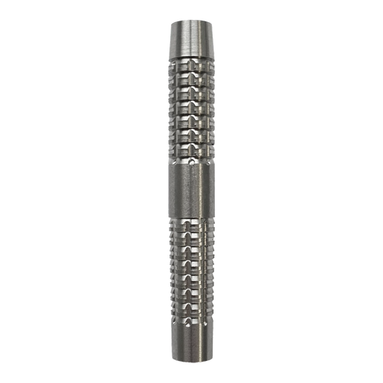 Das Bild zeigt ein silbernes Dartbarrel mit einem strukturierten Griffmuster. Es handelt sich um das Produkt "McDart SilverGrip Softdart Barrels - 20g".