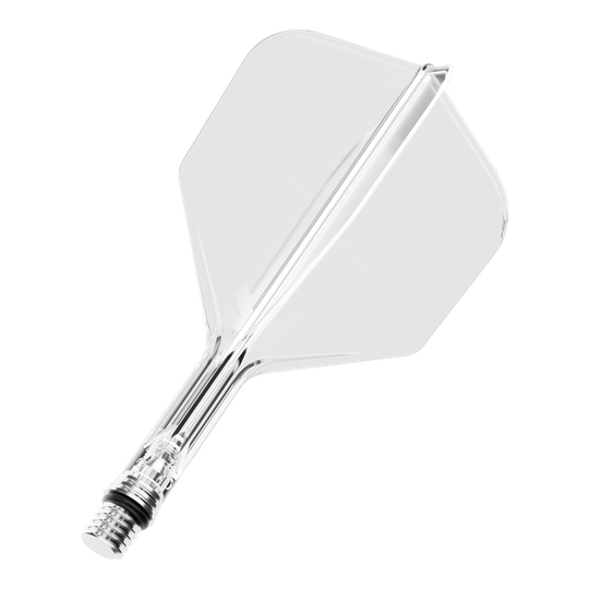 Loty Target K-Shift No6 - Wyczyść Ein Target KShift No6 Dart-Flight in klarer Ausführung, 19 mm lang. Das Produkt ist transparent und einzeln abgebildet.