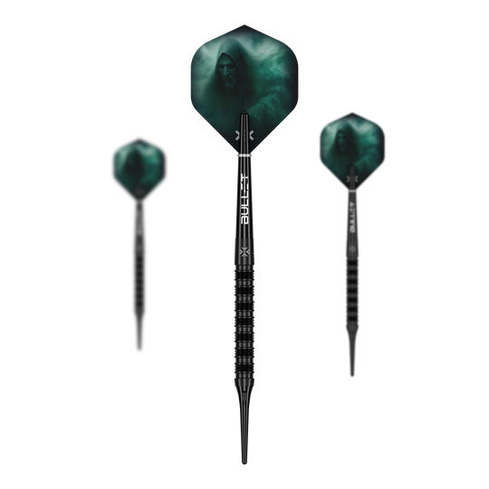 Abgebildet ist das Set Bullet Shadow Softdarts - 20g. Die Pfeile sind hochwertig verarbeitet und ideal für das Softdartspiel.