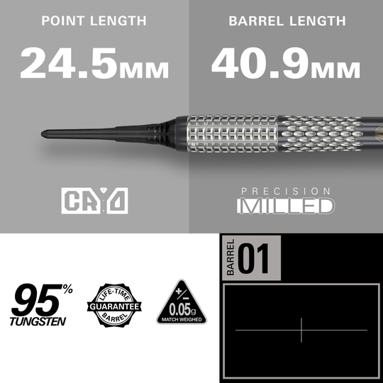 Abgebildet sind die Target Stephen Bunting GEN5 Void Softdarts - 18g. Diese Softdarts wurden für Präzision und Leistung entworfen.
