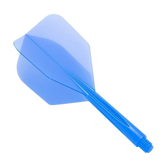 CO-0106_Condor_Zero_Stress_ClearBlue_Flight_System_Small_1 Das Bild zeigt das Produkt „Condor Zero-Stress Clear Blue Flight System Small“. Es ist ein kleiner, durchsichtiger blauer Dartflug mit Schaft.