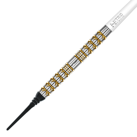 Zu sehen sind die Red Dragon Paradym Gold Parallel Softdarts mit 20g Gewicht. Die Darts haben eine goldene Optik und ein stilvolles Aussehen.