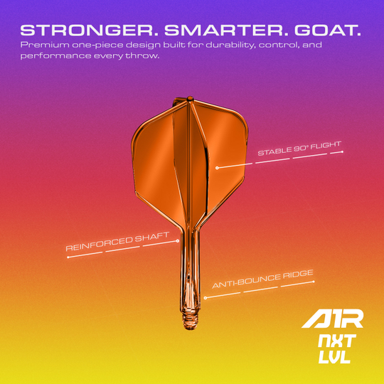 System wału lotniczego GOAT A1R No6 – neonowopomarańczowy Das GOAT A1R No6 Flight-Shaft-System in Neon Orange ist auf diesem Bild abgebildet. Die farbenfrohe Gestaltung macht es besonders ansprechend für Dartspieler.