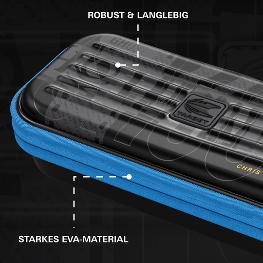 Etui na lotki Takoma Ghost Series Chris Dobey Das Bild zeigt das Takoma Ghost Series Chris Dobey Dartcase. Es eignet sich ideal zum Aufbewahren und Transportieren von Darts.