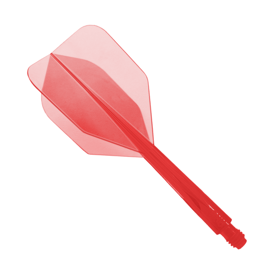 Condor Ax Clear Red Flight System Small - XL - 37,5 mm Das Bild zeigt ein rotes Dartflight-System mit integrierter Flight und Shaft. Es handelt sich um das Modell "Condor Axe Clear Red Flight-System Small - XL - 37,5 mm".