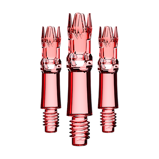Wałki zamienne do systemu L-Style L-System – przezroczysto-czerwone Das Bild zeigt ein Set roter transparenter Ersatzshafts. Mehrere Shafts sind zu sehen.