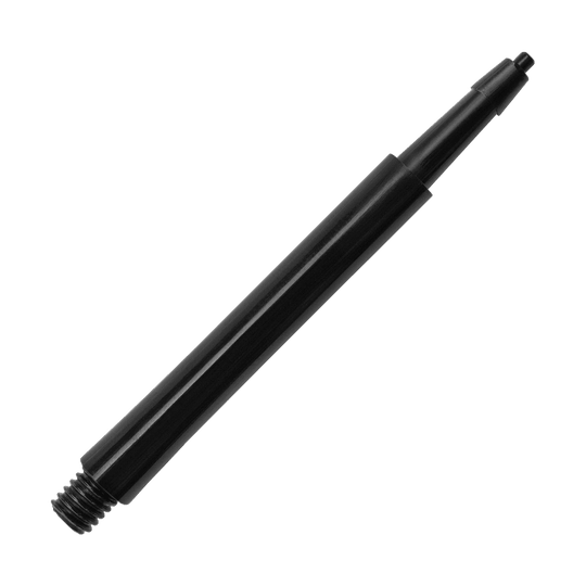 Das Bild zeigt einen schwarzen Harrows Clic Standard Shaft. Es handelt sich um ein Zubehörteil für Darts.