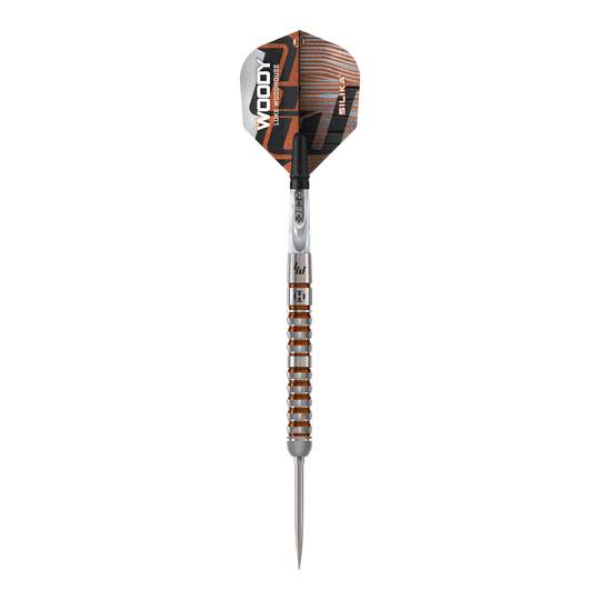 Zu sehen sind die Harrows Luke Woodhouse Series 3 Quick Point Steeldarts. Das Set ist ideal für ambitionierte Dartspieler.