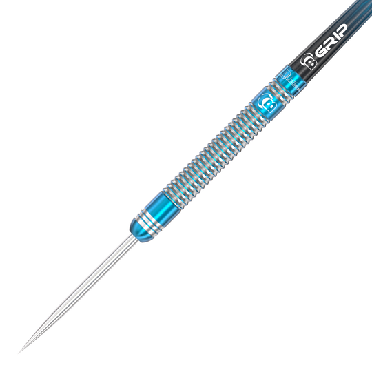 Bulls Jermaine Wattimena Generacja 3 stalowe lotki Der Bulls Jermaine Wattimena Generation 3 Steeldart hat ein silbernes Barrel mit blauen Akzenten. Der Dart besitzt feine Rillen für optimalen Grip und Präzision beim Wurf.