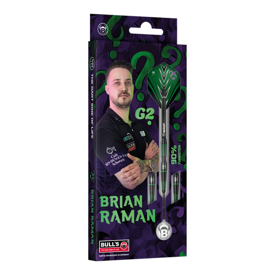 Stalowe lotki Byki Brian Raman G2 Das Bild stellt die Bulls Brian Raman G2 Steeldarts dar. Dieses hochwertige Dartprodukt ist beliebt bei Spielern.