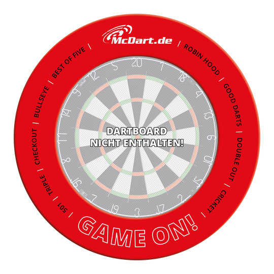 Gra McDart na Surround Eine rote Dartboard-Umrandung ist abgebildet. Dies ist die McDart Game On Dartboard Surround 2025 in Rot.