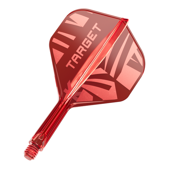 Target K-Flex Red No2 Standardowe loty Ein Target K-Flex Red No2 Standard Flight in 19 mm ist abgebildet. Der Flight ist von vorne zu sehen.