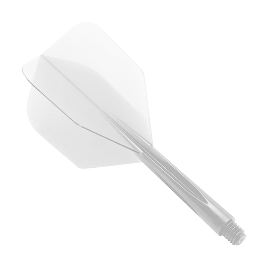 CO-0103_Condor_Zero_Stress_Clear_Flight_System_Small_1 Das Bild zeigt das Produkt "Condor Zero-Stress Clear Flight System Small". Es handelt sich um ein durchsichtiges Dartflightsystem mit kleinem Schaft.