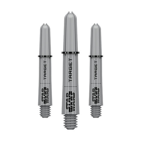Das Bild zeigt vermutlich ein Set von Pro Grip Shafts in Grau, kurze Ausführung mit 34 mm Länge. Das Produkt ist wahrscheinlich aus der Star Wars Kollektion.