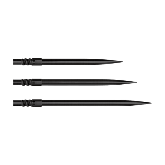 Końcówki do lotek Harrows Quick Point – czarne Auf dem Bild sind die Harrows Quick Point Dartspitzen in Schwarz zu sehen. Diese Dartspitzen ermöglichen einen schnellen Austausch.