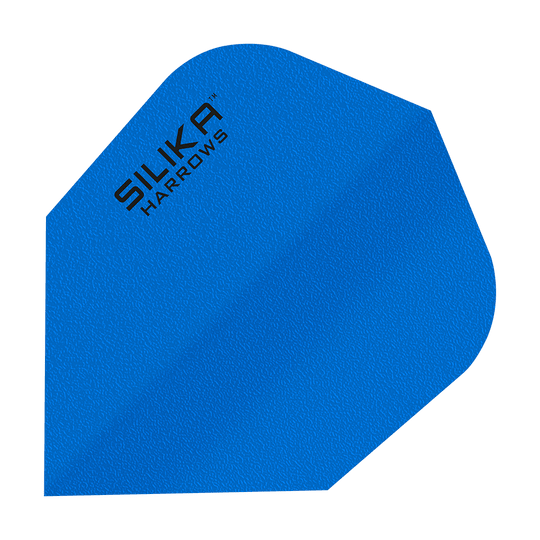 Powłoka krystaliczna Harrows Silica Solid Tough Blue No6 Flights Das Bild zeigt ein blaues Dart-Flight mit der Aufschrift "SILIKA HARROWS". Es handelt sich um das Modell "Harrows Silika Solid Tough Crystalline Coating Blue No6 Flights".