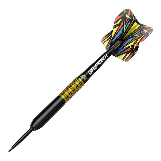 Hier ist ein gelber Tungsten-Steeldart abgebildet. Der Dateiname ist 'GD7000770 GOAT Athlete Yellow Tungsten Steeldarts 4'.
