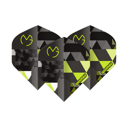 Winmau Prism Delta MvG Logo Green No2 Standard Flights Abgebildet ist Winmau Prism Delta MvG Logo Green No2 Standard Flights. Das Produkt zeigt grüne Dart-Flights mit Logo als Set.