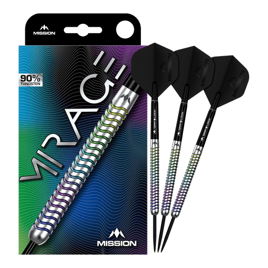Lotki stalowe Mission Mirage Mission Mirage Steeldarts werden auf diesem Bild vollständig dargestellt. Sie sind für Dartspieler geeignet.