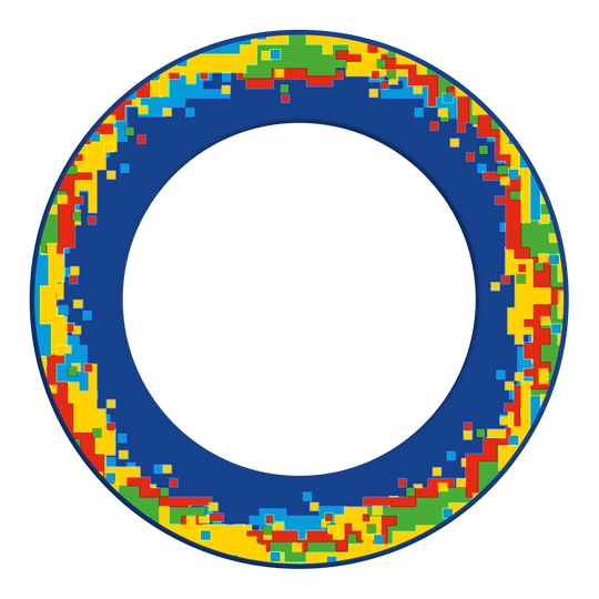 Dieses Bild zeigt das Produkt mit dem Namen 'MSF-H2_McDart_Pixel_Dartboard_Surround_Blau_2'. Es handelt sich vermutlich um ein Zubehör für Dartboards in blauer Farbe.