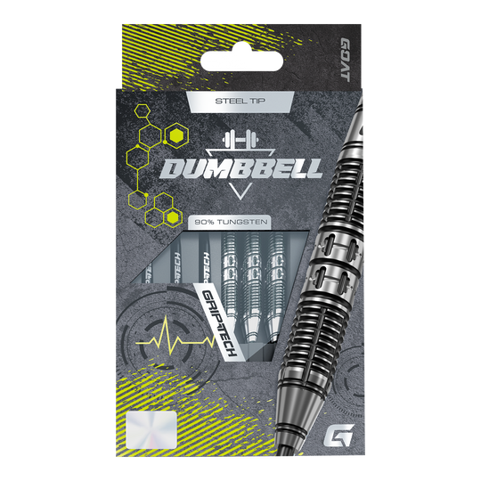 Hier sieht man die GOAT Dumbbell Steeldarts. Die Steeldarts besitzen ein unverwechselbares Aussehen.