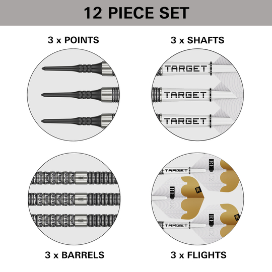 Das Bild zeigt Target Redux 10 Softdarts - 18g. Die Softdarts sind von der Seite dargestellt.