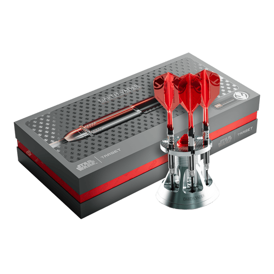 Target Star Wars Darth Vader Sith Lord Lightsaber Limited First Edition Darts - 24g Das Foto stellt die Target Star Wars Darth Vader Light Saber Limited Edition Steeldarts - 24g dar. Die Dartpfeile sind von Darth Vader und seinem Lichtschwert inspiriert.