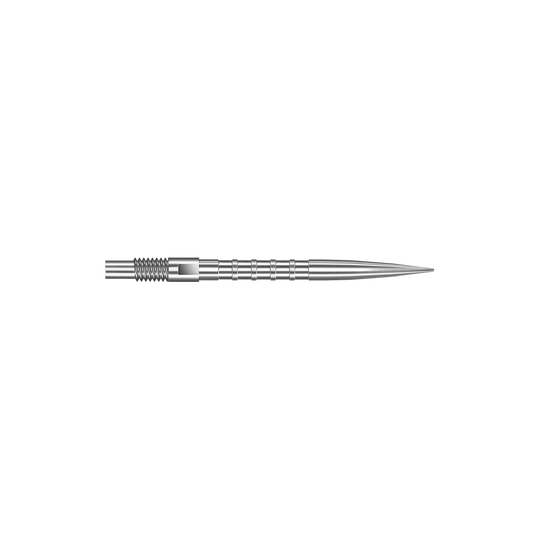Końcówki do lotek Harrows Quick Point Heavy Metal – srebrne Das Bild zeigt Harrows Quick Point Heavy Metal Grip Dartspitzen in Silber mit einer Länge von 26mm. Die Aufnahme präsentiert das zweite Stück der Serie.