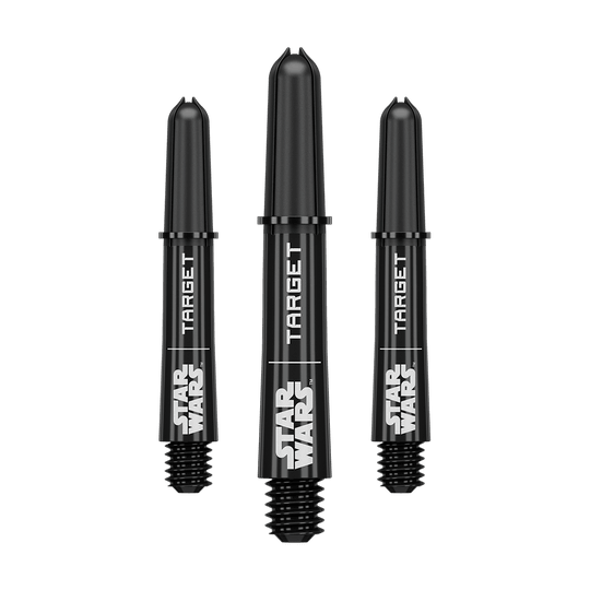 Wałki Target Star Wars ProGrip – czarne Abgebildet ist das Produkt mit dem Dateinamen 380420_Target_StarWars_ProGrip_Shafts_Schwarz_Short_34mm_1Set. Vermutlich handelt es sich um schwarze ProGrip Shafts für Darts, Modell Star Wars, in kurzer Ausführung.