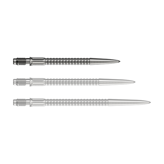 Końcówki do lotek Mission R2.5 Rapid Point GV1 – srebrne Zu sehen sind Mission R25 Rapid Point GV1 Dartspitzen, silberfarben und 30mm lang. Die Spitzen sind für den Austausch an Darts geeignet.