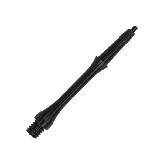 HRC-12602_Harrows_Clic_Slim_Shafts_Black_23mm_2 Das Bild zeigt einen schwarzen Harrows Clic Slim Shaft. Es handelt sich um ein schlankes Kunststoffteil für Darts.