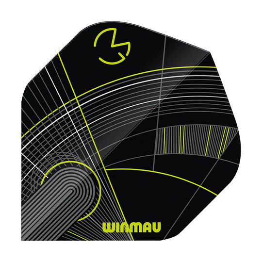 Abgebildet sind die Winmau Prism Delta MvG Black Green No2 Standard Flights. Die Flights haben ein markantes schwarzes und grünes Design.