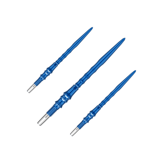 Końcówki do lotek Target Japan Premium Swiss Point – niebieskie Hier ist ein Set aus blauen Dartspitzen abgebildet. Die Spitzen haben eine Länge von 35 mm.